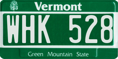VT license plate WHK528