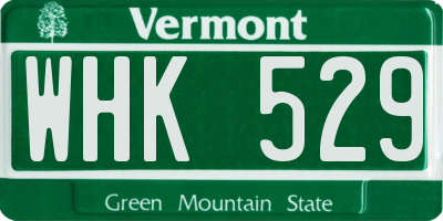 VT license plate WHK529