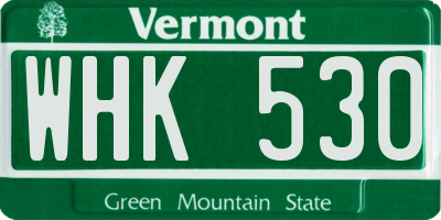 VT license plate WHK530