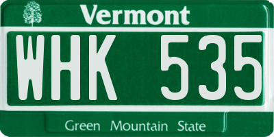 VT license plate WHK535