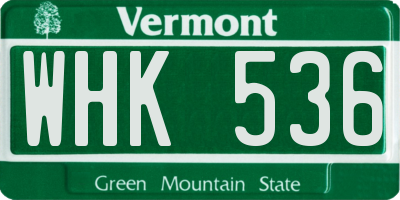 VT license plate WHK536