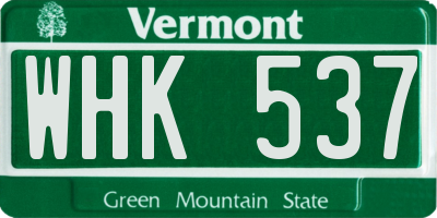 VT license plate WHK537