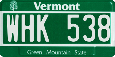 VT license plate WHK538