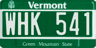 VT license plate WHK541