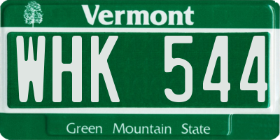 VT license plate WHK544
