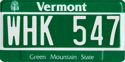 VT license plate WHK547
