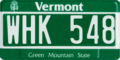 VT license plate WHK548