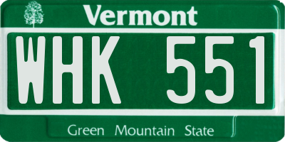 VT license plate WHK551