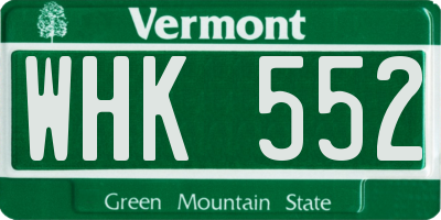 VT license plate WHK552