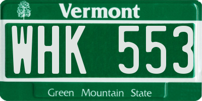 VT license plate WHK553