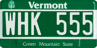 VT license plate WHK555