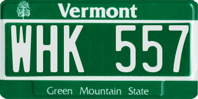 VT license plate WHK557