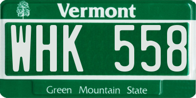 VT license plate WHK558