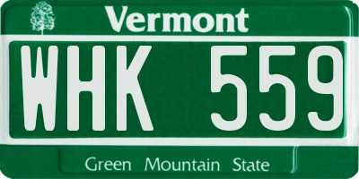 VT license plate WHK559