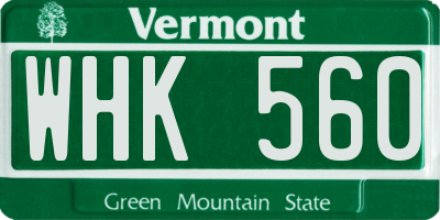 VT license plate WHK560