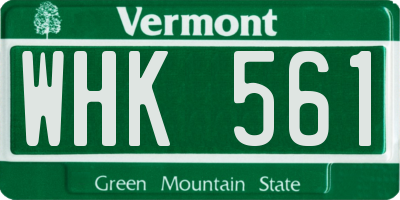 VT license plate WHK561
