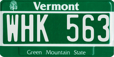VT license plate WHK563
