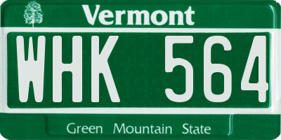 VT license plate WHK564