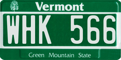 VT license plate WHK566
