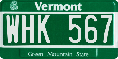 VT license plate WHK567