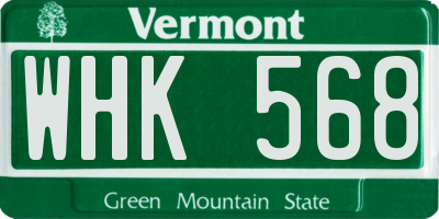 VT license plate WHK568