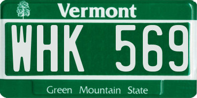VT license plate WHK569