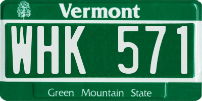 VT license plate WHK571