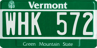 VT license plate WHK572