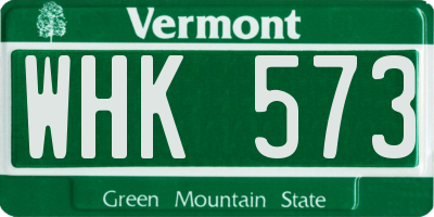 VT license plate WHK573