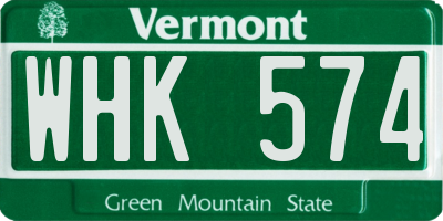 VT license plate WHK574
