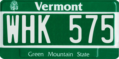 VT license plate WHK575