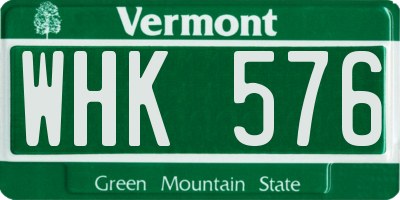 VT license plate WHK576