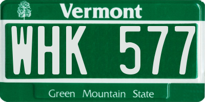 VT license plate WHK577