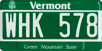 VT license plate WHK578