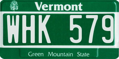 VT license plate WHK579
