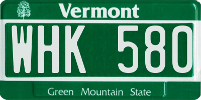 VT license plate WHK580
