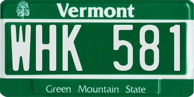 VT license plate WHK581