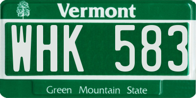 VT license plate WHK583