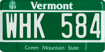 VT license plate WHK584
