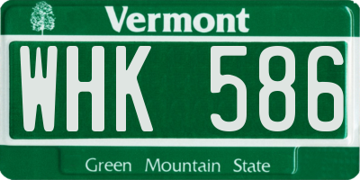 VT license plate WHK586