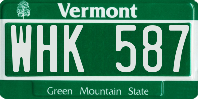 VT license plate WHK587