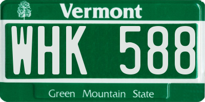 VT license plate WHK588