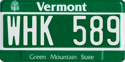 VT license plate WHK589