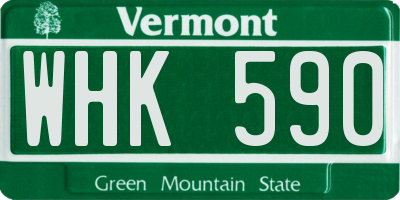 VT license plate WHK590