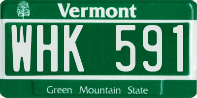 VT license plate WHK591