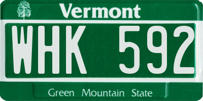 VT license plate WHK592