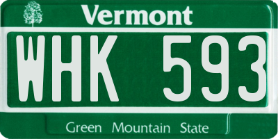 VT license plate WHK593