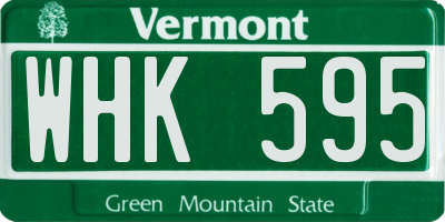 VT license plate WHK595