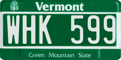 VT license plate WHK599