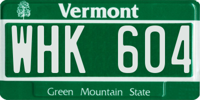 VT license plate WHK604